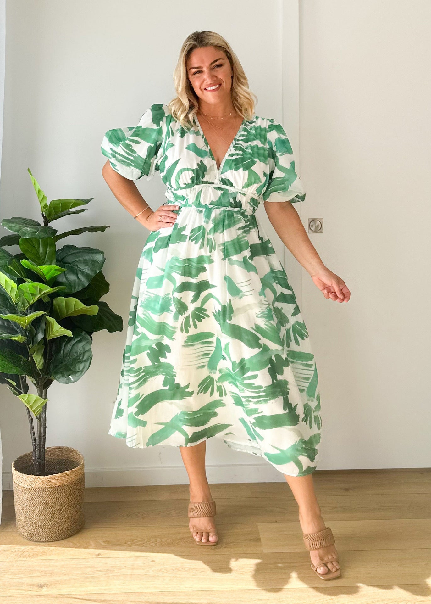 Robe longue en polyester imprimé pour femme - Style urbain tendance