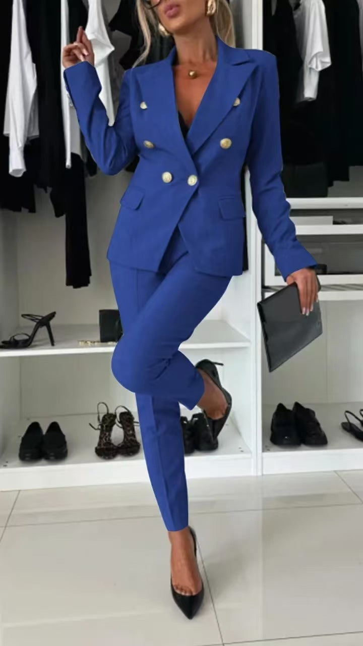 Women's Office Business Set Polyester Coat and Pants
