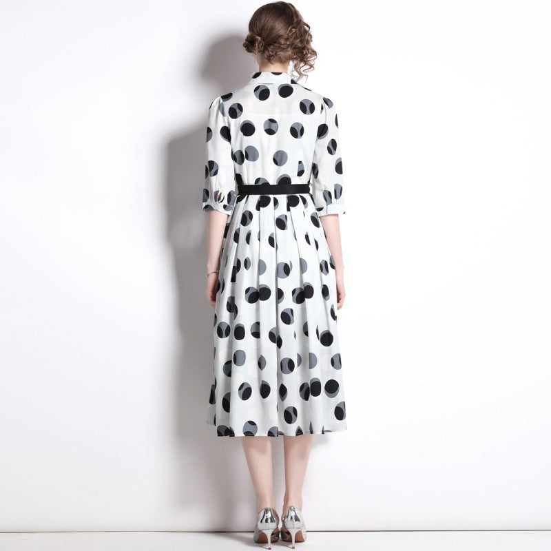 Women's Polka Dot Print Shirt Dress