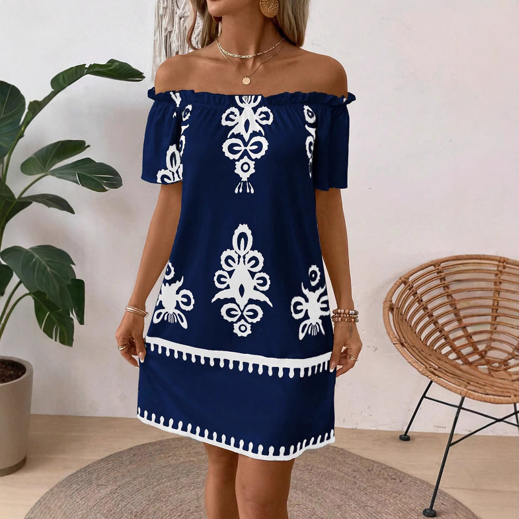 Robe décontractée minimaliste bleu marine slim pour femme