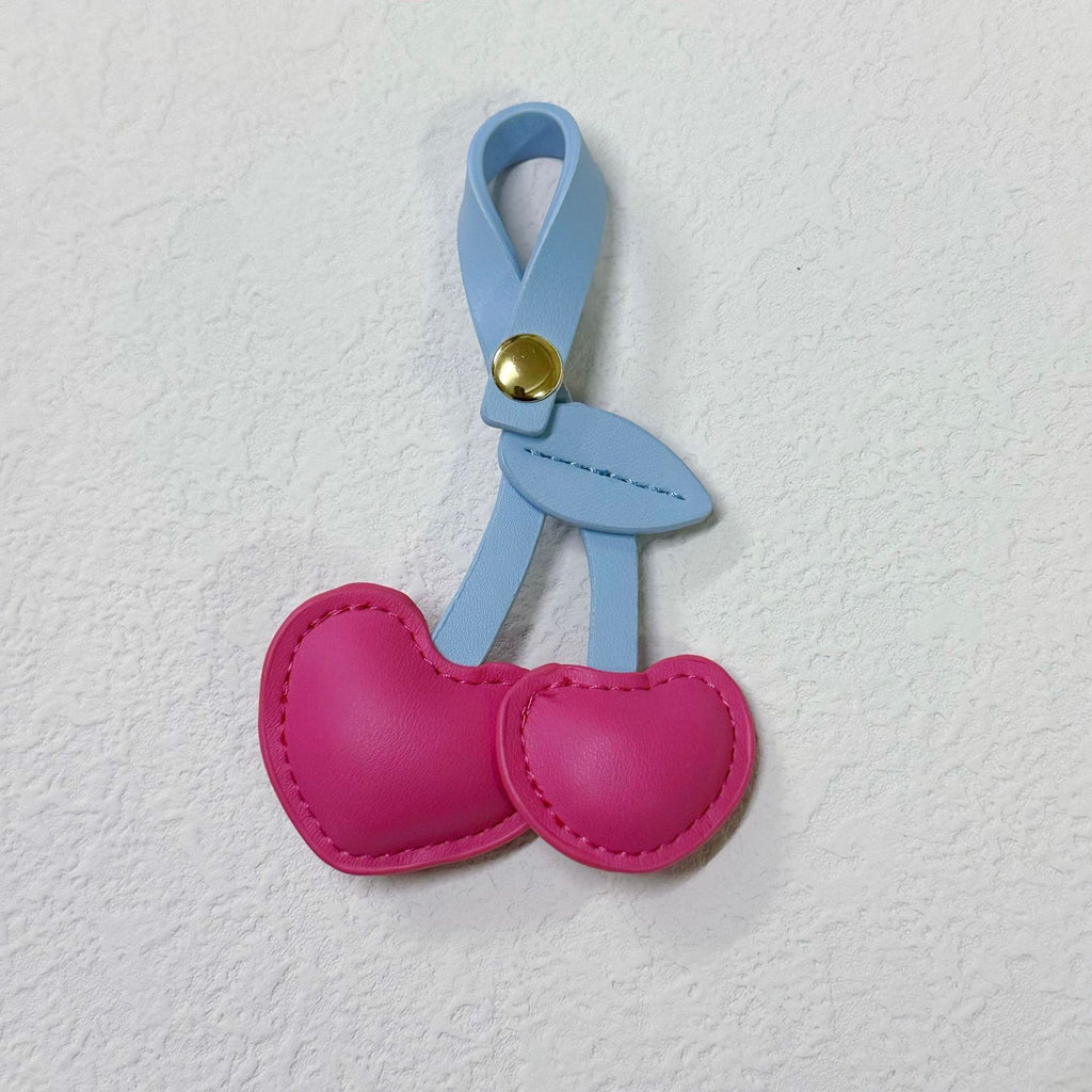 Cute 3D Peach Heart Cherry Leather Handbag Pendant