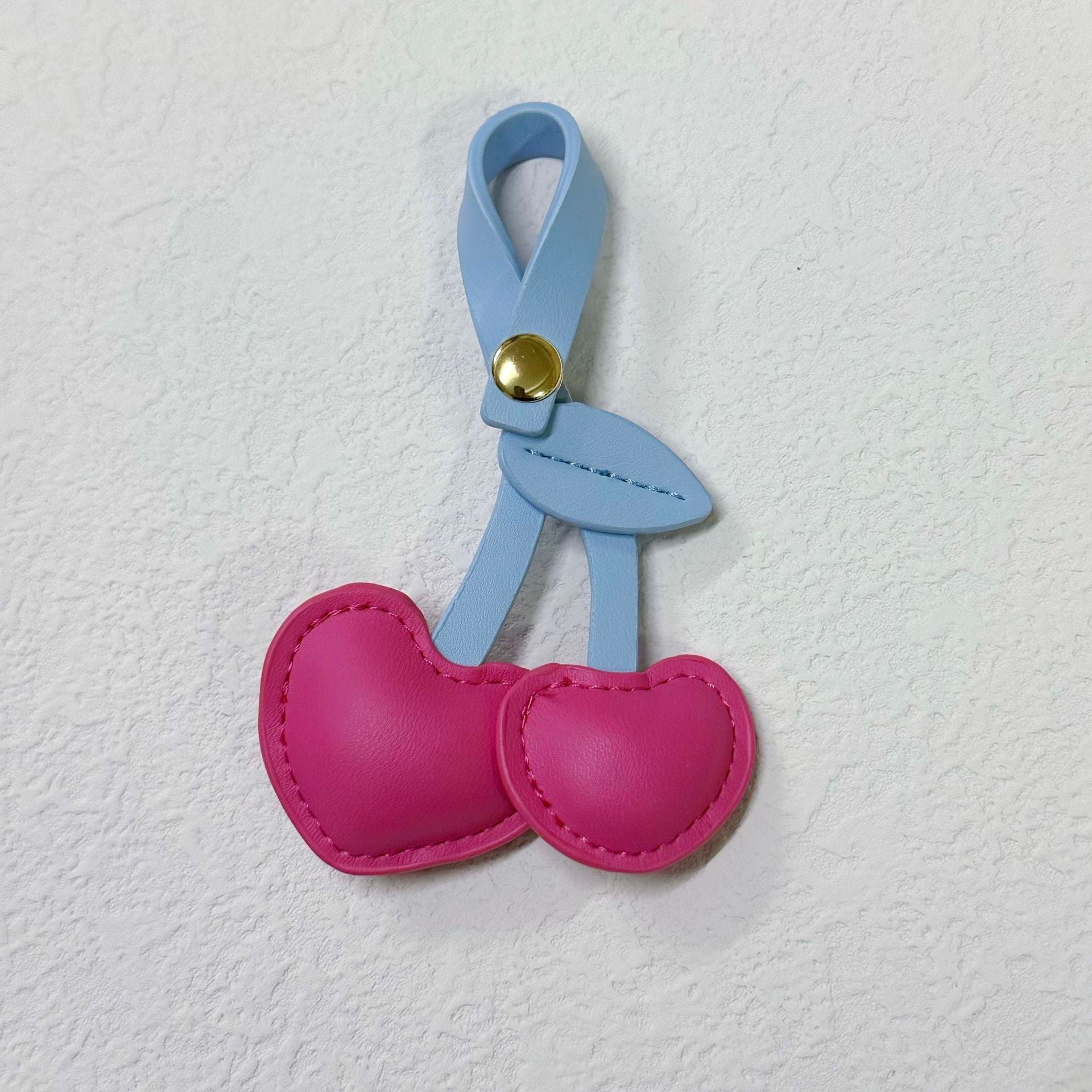 Cute 3D Peach Heart Cherry Leather Handbag Pendant
