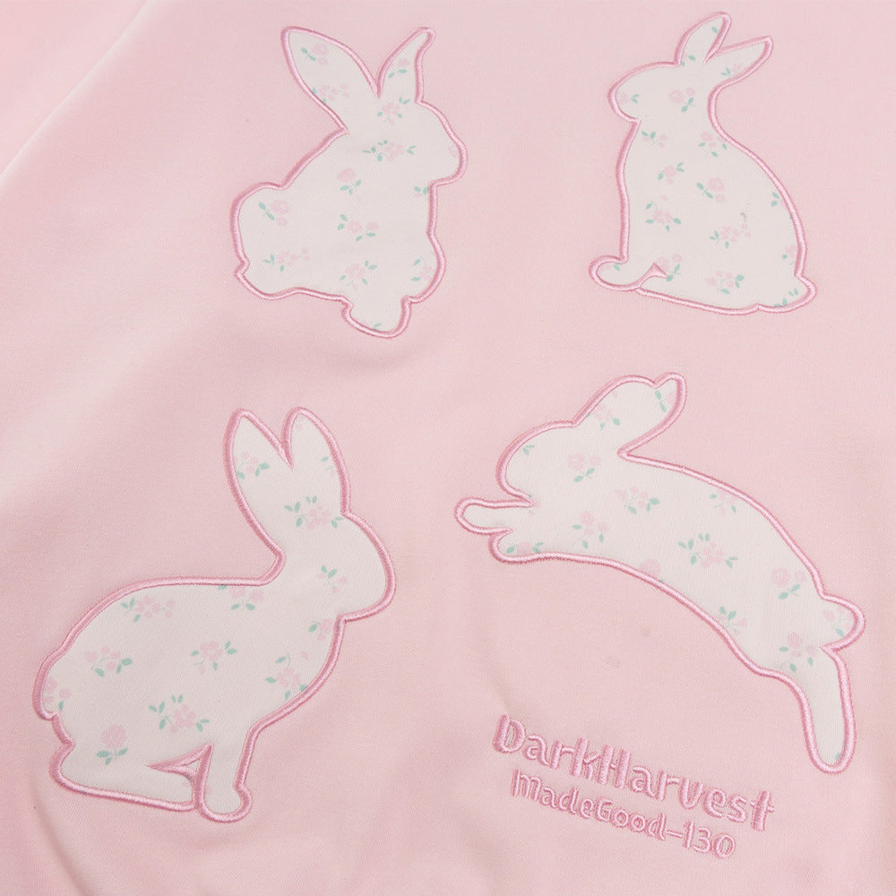 Sweat à capuche en coton brodé lapin créatif