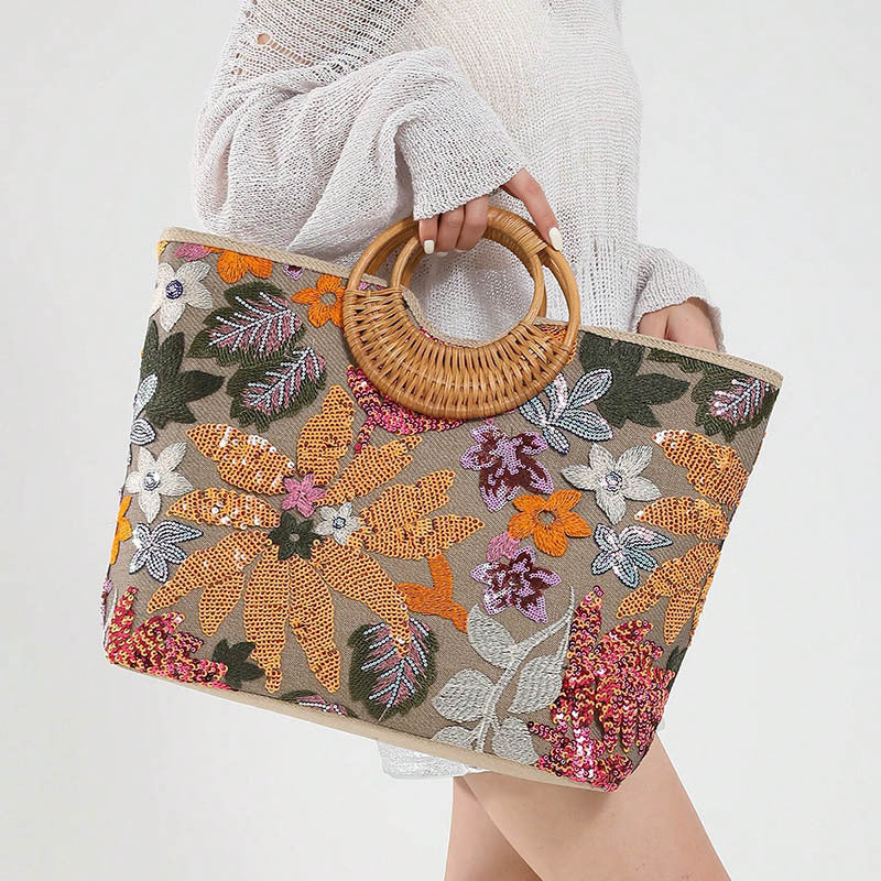 Women's Large Capacity Orange Vintage Travel Shoulder Bag