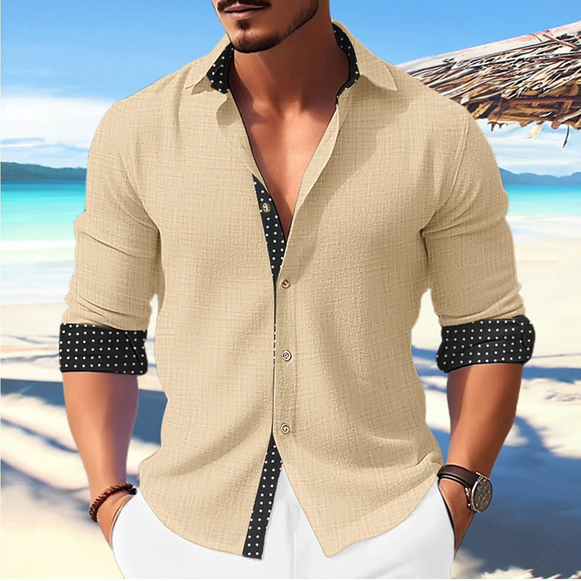 Men's Casual 3D Printed Long Sleeve Shirt Polyester Fiber
