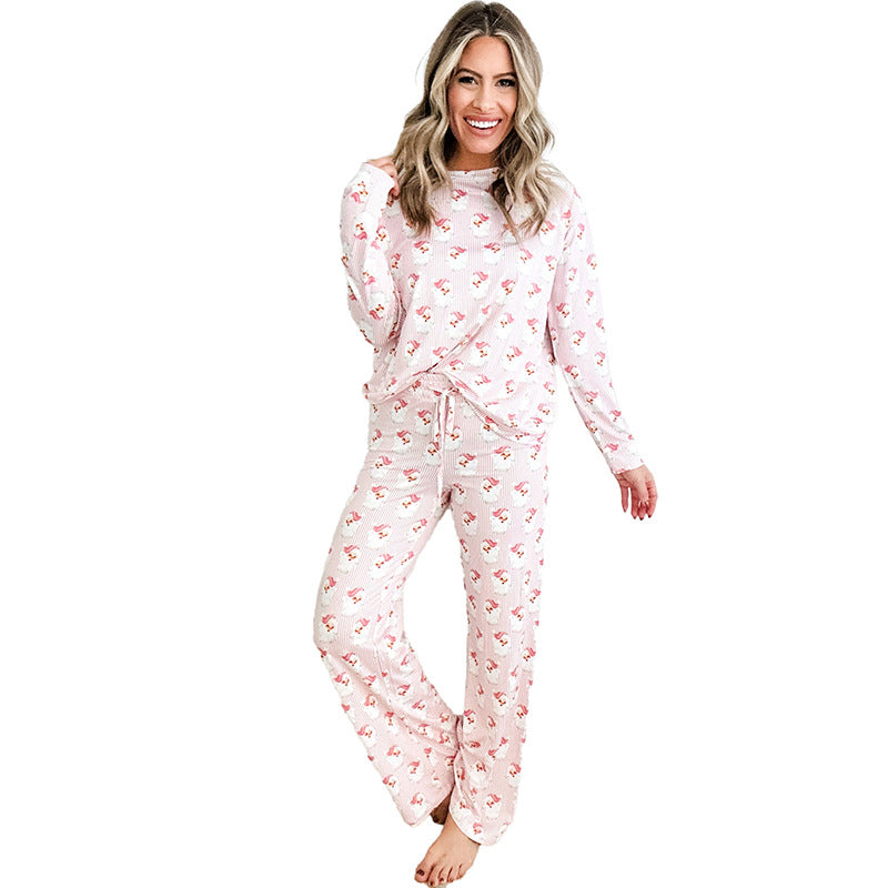 Loose Long Sleeve Printed Casual Suit for Women