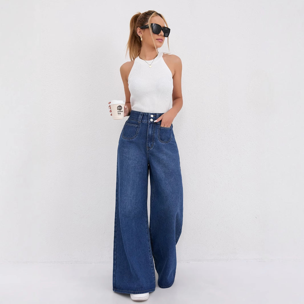 High-Waisted Flared Floor-Length Pants