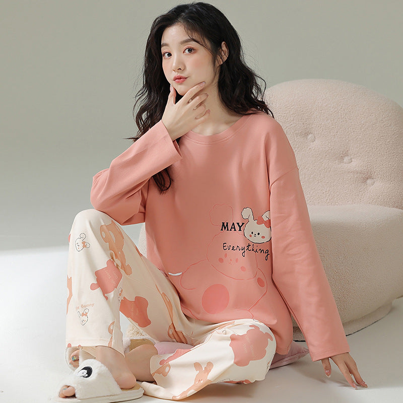 Vêtements d'intérieur en coton à manches longues avec motif de dessin animé pour le printemps et l'automne