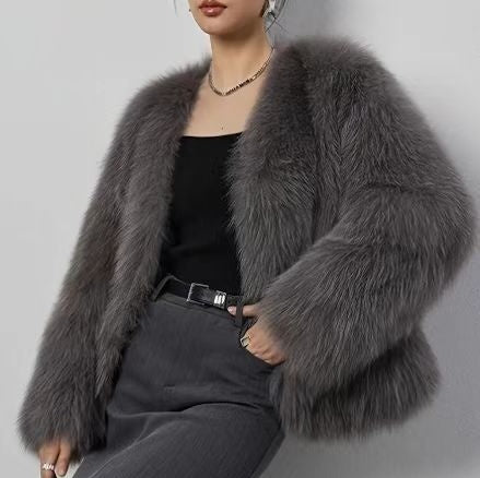 Women's Short Artificial Fur Coat Fashion Outerwear