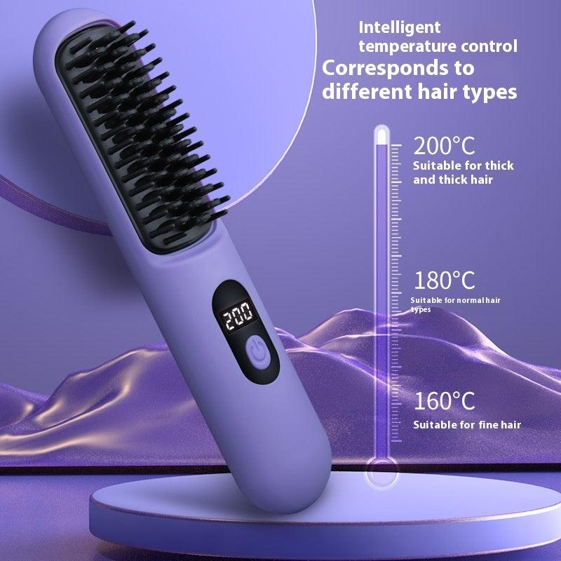 Wireless Straight Comb Negative Ion Hair Curler And Straightener Dual-use Comb