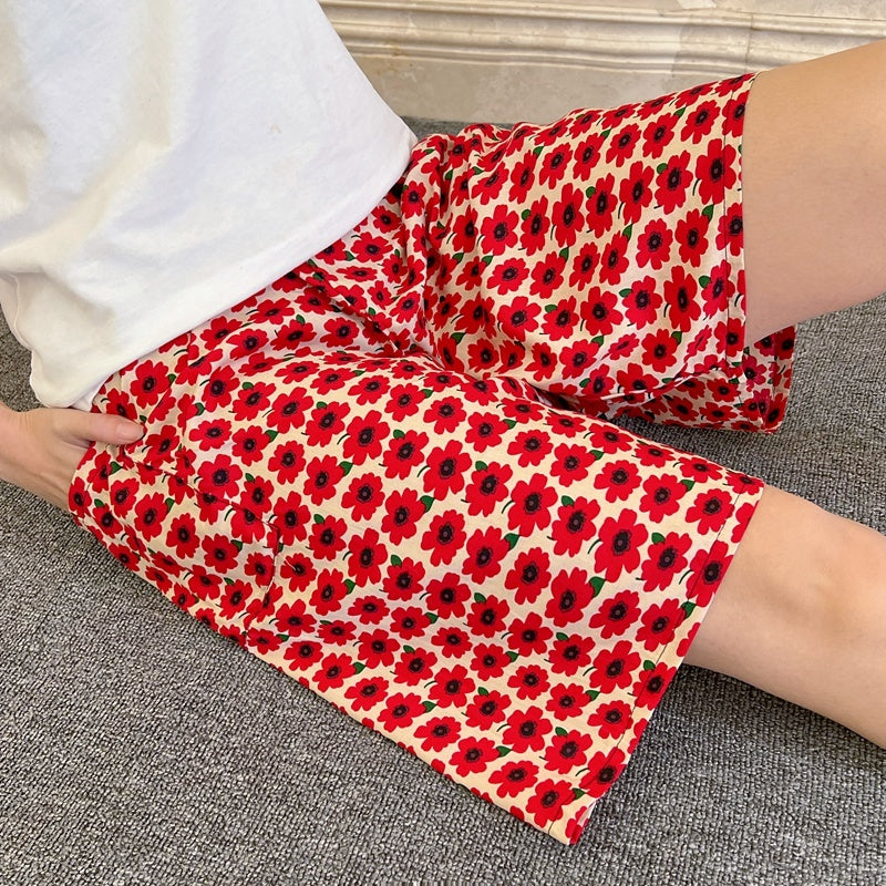 Summer Women's Cotton Silk Loose Pajama Shorts