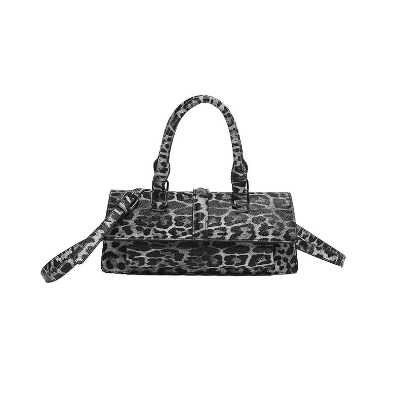 Leopard Print Textured PU Leather Shoulder Messenger Bag