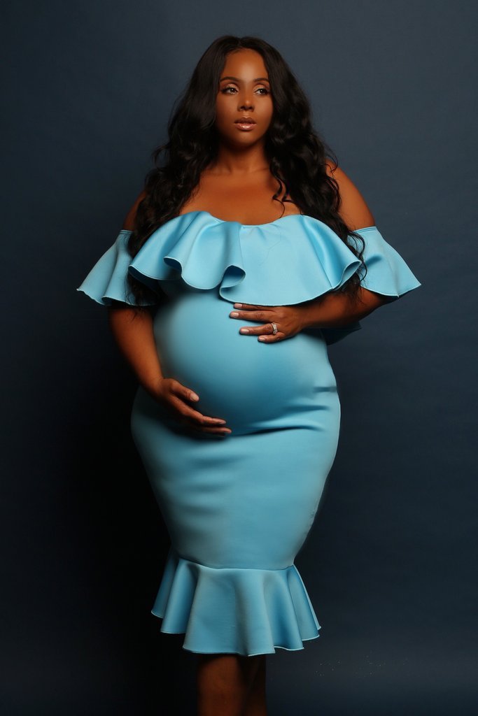 Women’s Elastic Ruffle Maternity Dress