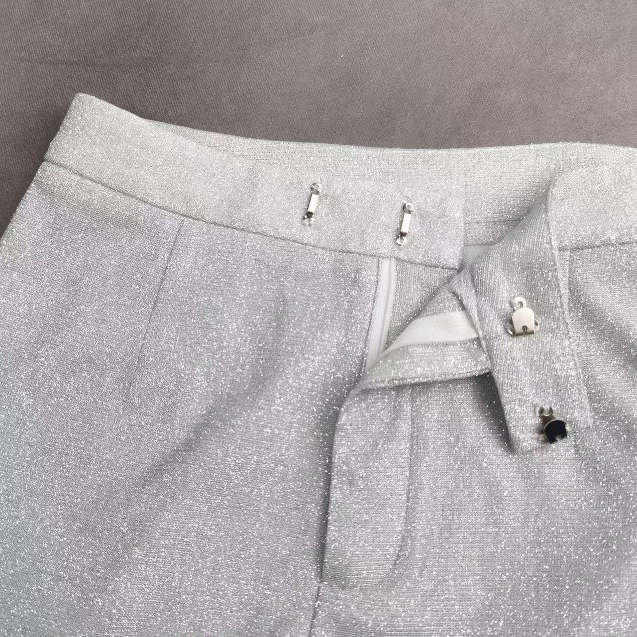 Glitter Polyester Suit Jacket with Straight Leg Pants