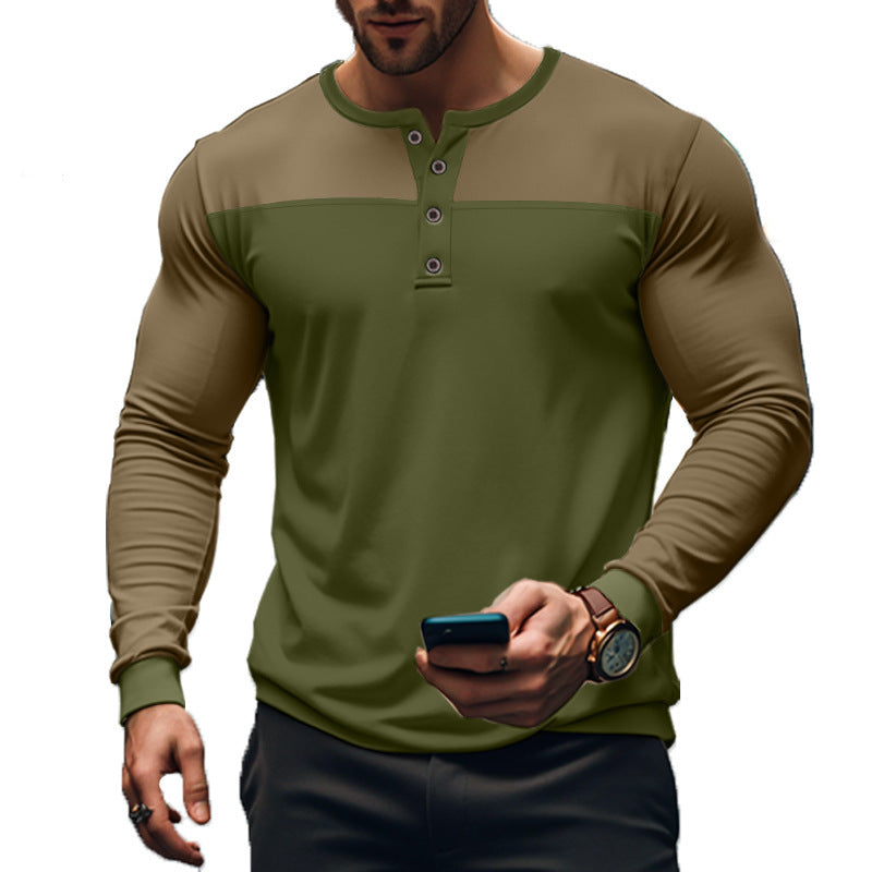 American Slim Fit Henley Shirt Pullover Long Sleeve