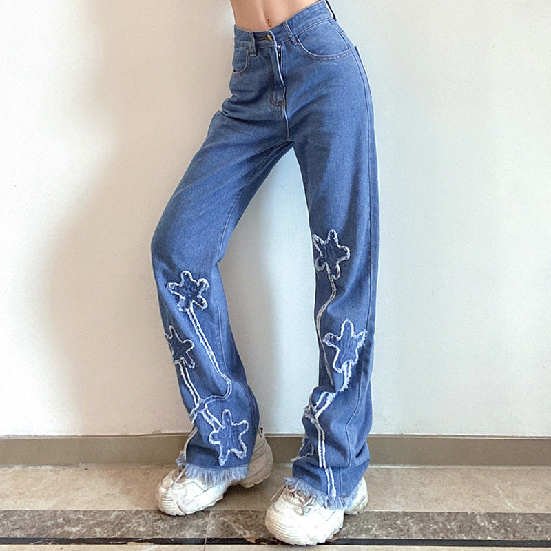 High Waist Slim Fit Flared Jeans Casual Trousers