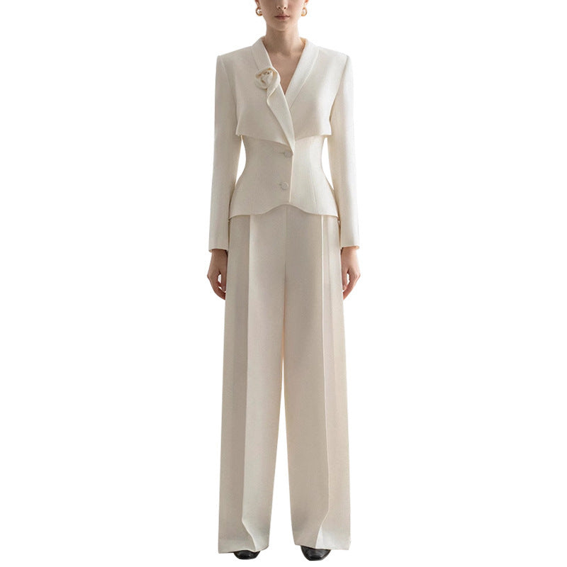 Apricot Women's Temperament Small Suit Outfit Polyester Trousers