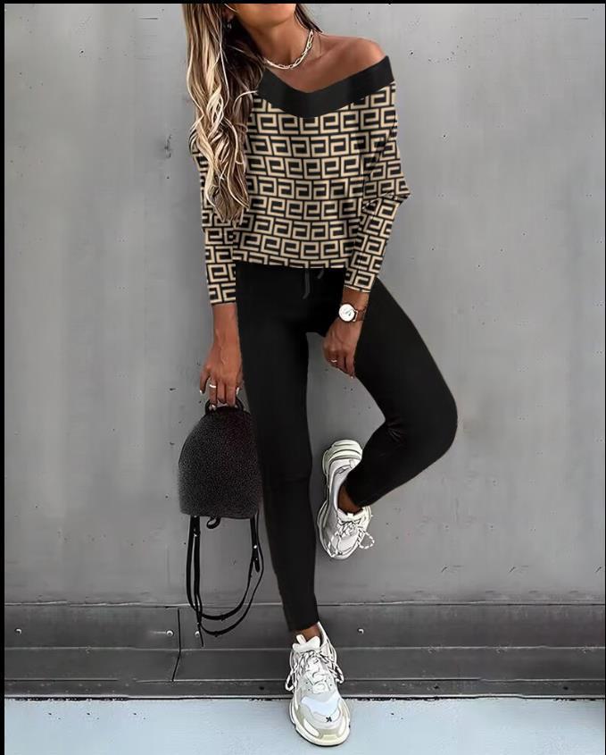 Ensemble de pantalon deux pièces à manches chauve-souris pour femme