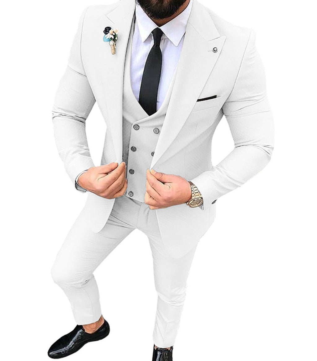 Men's Slim Fit Business Suit with Collar - Multiple Colors & Sizes