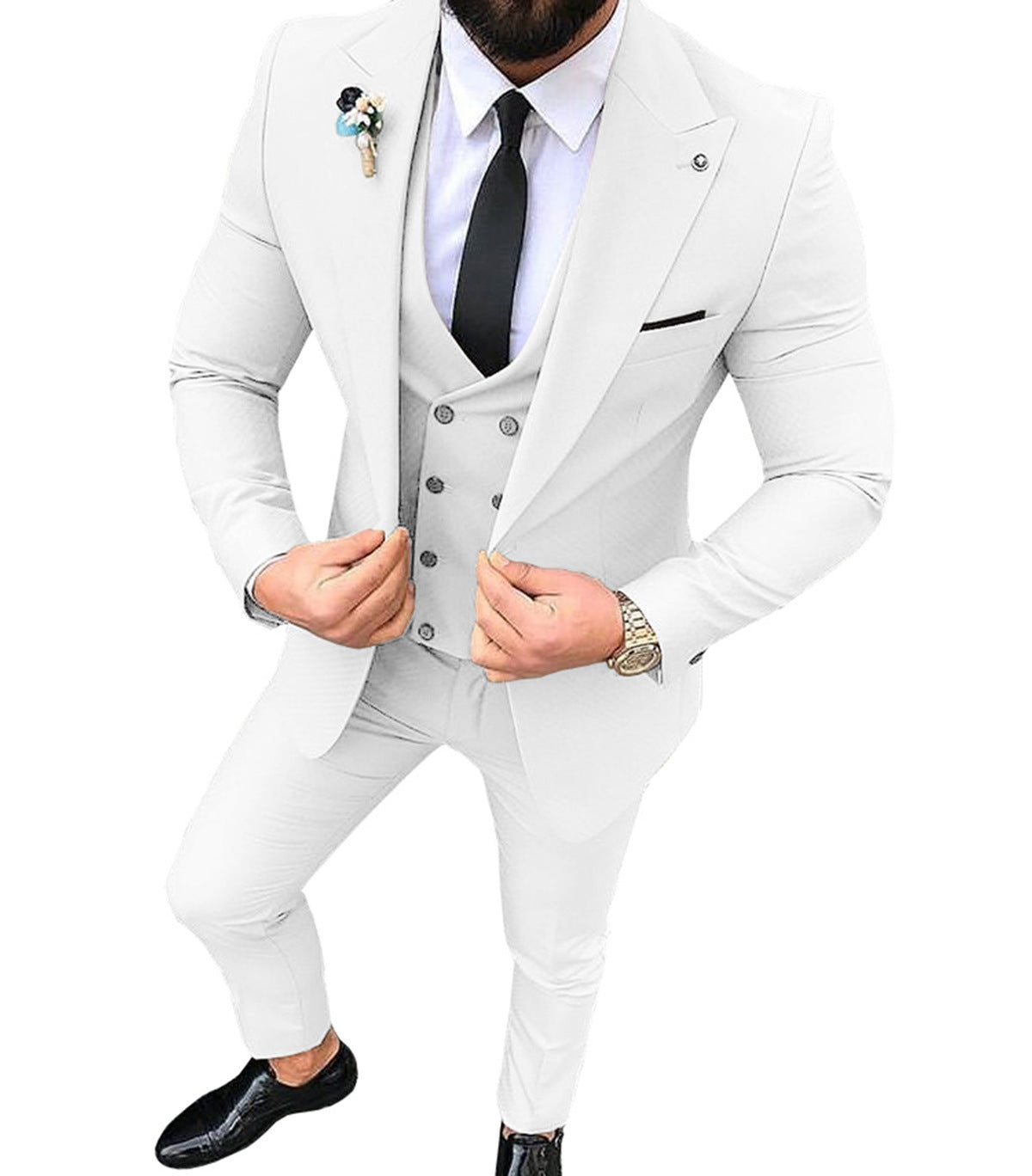 Men's Slim Fit Business Suit with Collar - Multiple Colors & Sizes