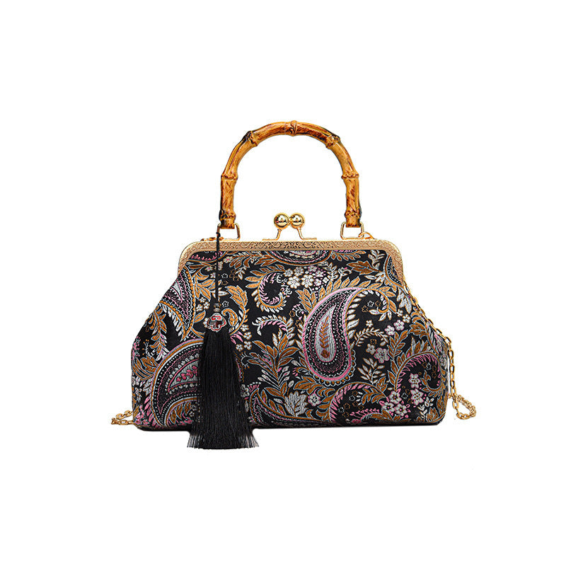 Vintage Silk Satin Chinese Clutch Bag Handbag