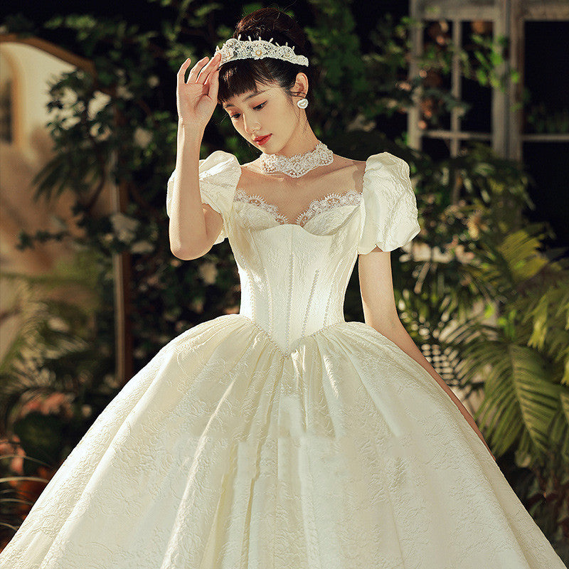 Vintage French Satin Bridal Wedding Dress