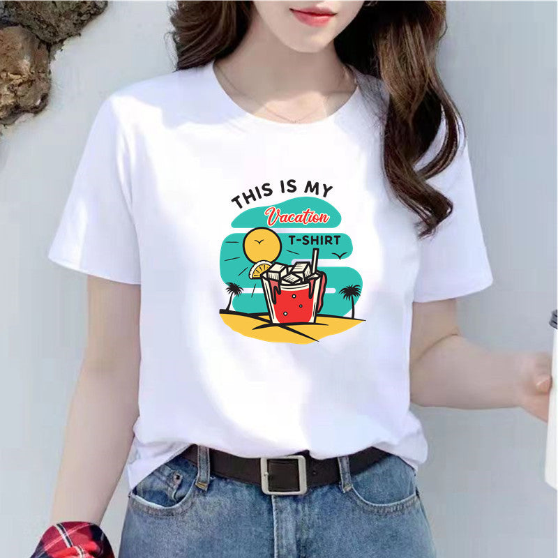 T-shirt blanc en coton à manches courtes coupe ample pour femme