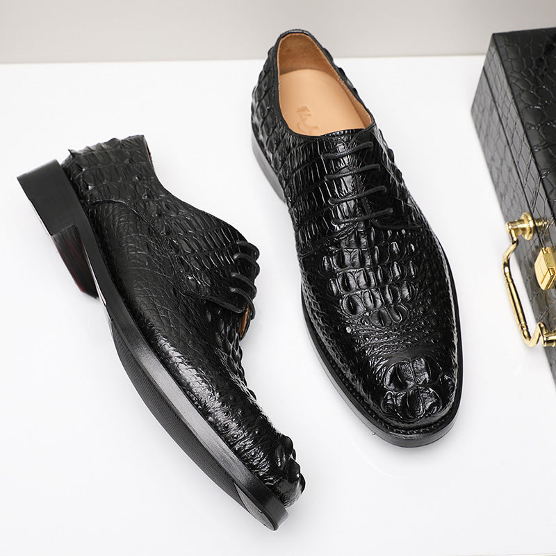 Handmade Men's Crocodile Leather Business Shoes Comfortable Formal