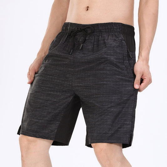 Men Fitness Zipper Pathwork Workout Cotton Shorts