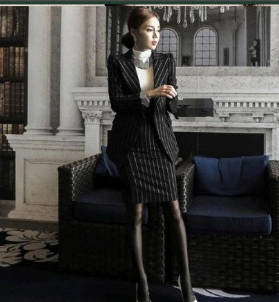 Ensemble deux pièces rayé pour femme, style mondaine