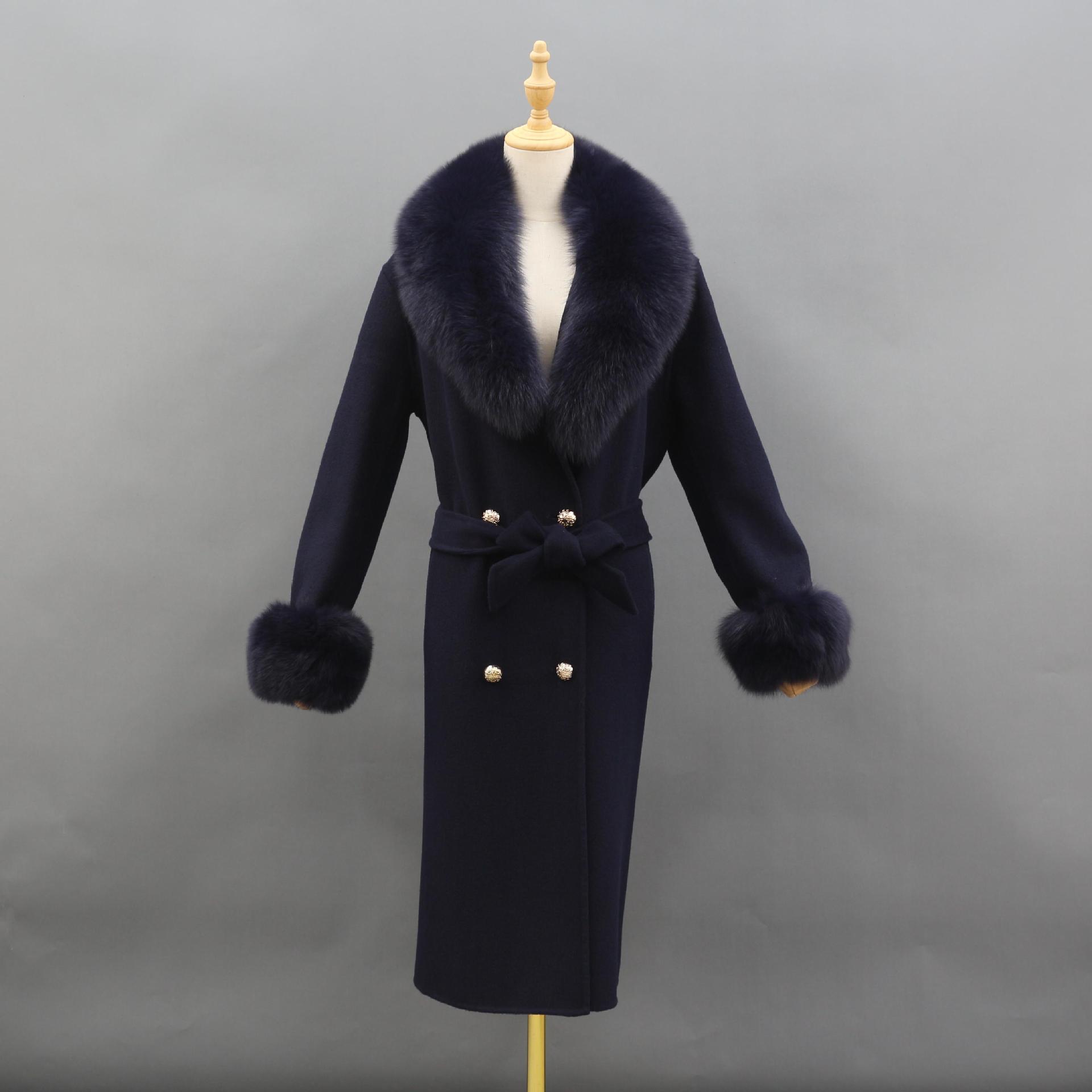 Fox Fur Detachable Collar Double-Sided Green Fruit Coat