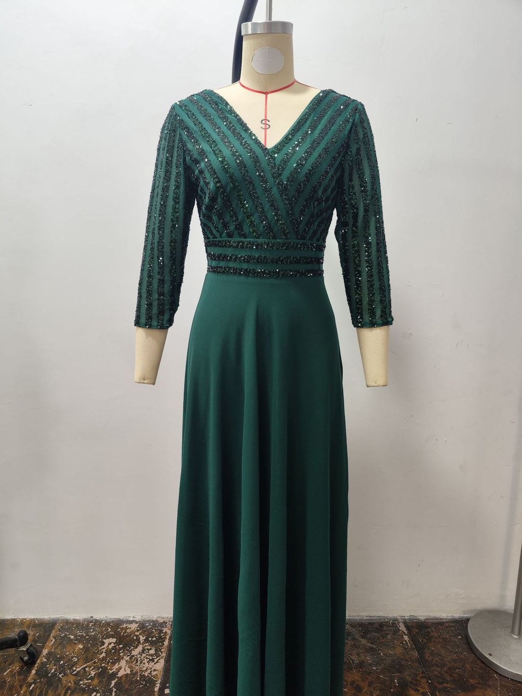 Large Sequin Stitching Evening Dress Sleeveless A-Line
