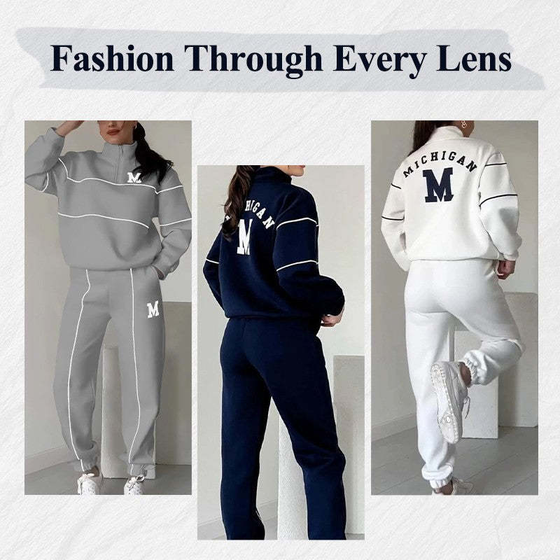 Ensemble survêtement et pantalon de survêtement 2 pièces sans capuche pour femme