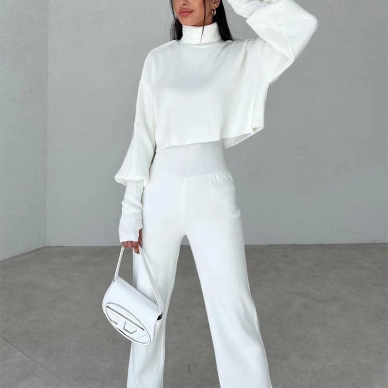 Haut ample à col roulé et manches longues pour femme, collection automne-hiver européenne et américaine