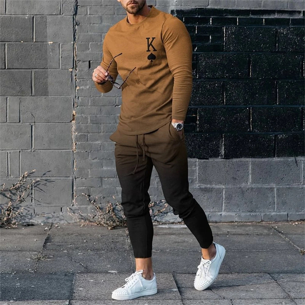 Ensemble sweatshirt et pantalon de survêtement 3D numérique pour hommes
