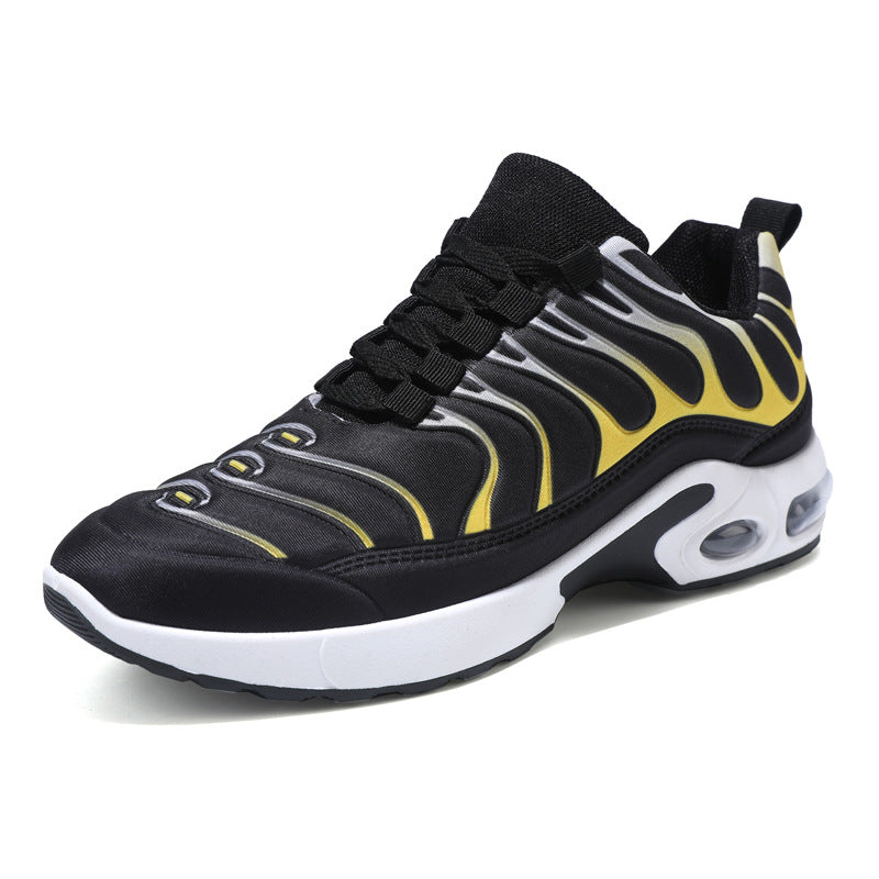Color-Blocked Men’s Lace-Up Sneakers with Air Cushion for Running & Casual Wear