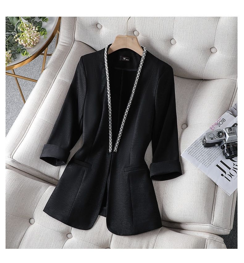 Plus Size Women's Thin Suit Jacket in Green, White & Black