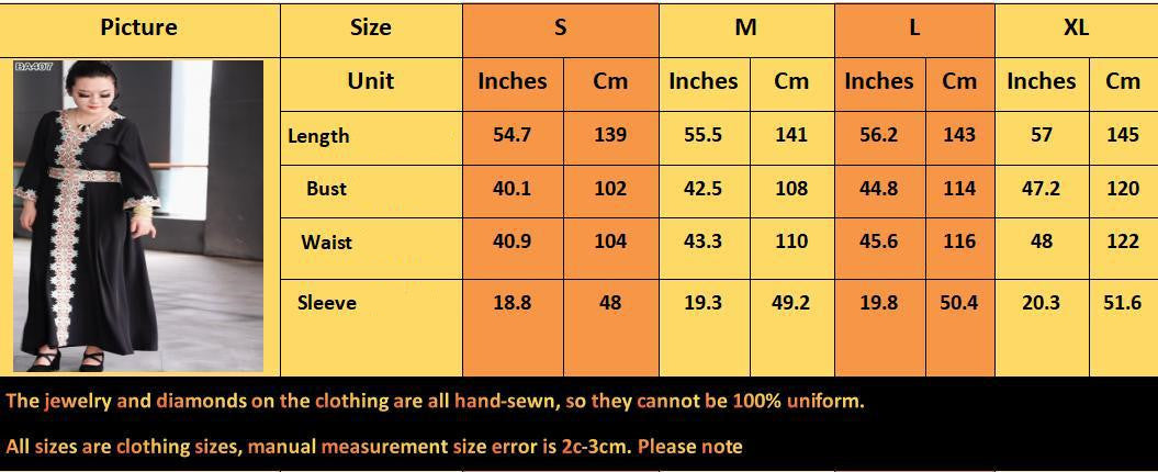 Women's Lace Fashion Characteristic Belt Long Middle East Traditional Dress