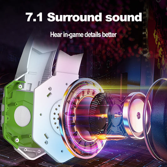 Wired Gaming Headset with Microphone and Breathing Light