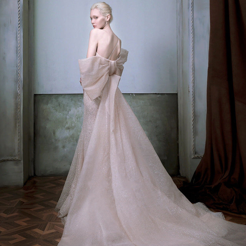 Women's White Polyester Fishtail Wedding Dress