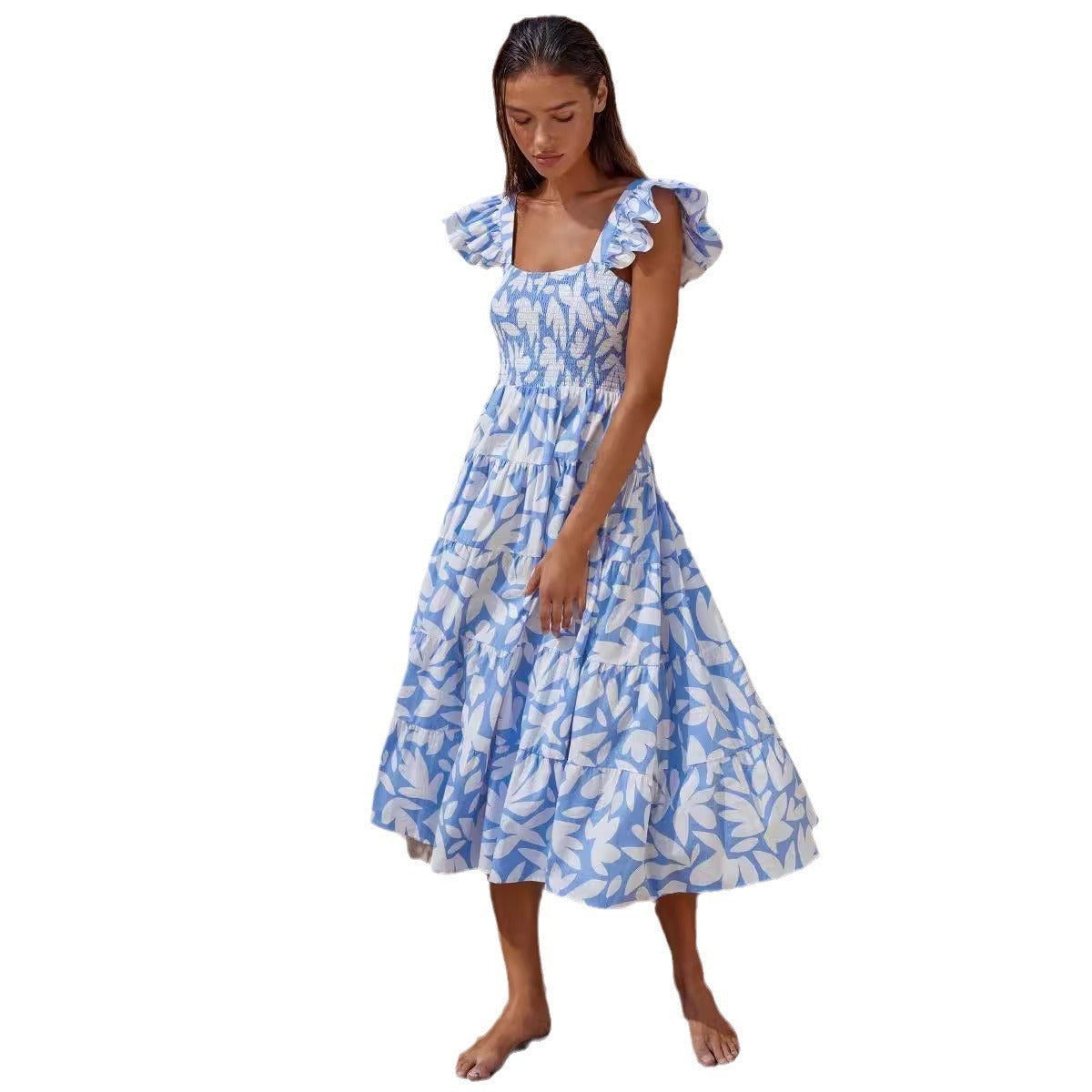 European And American Style Women Floral Print Bohemian Dress