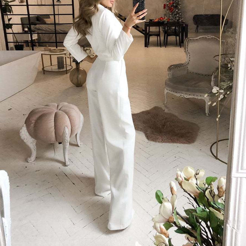 Women's Slim Solid Color Polyester Jumpsuit Spring Bodysuit