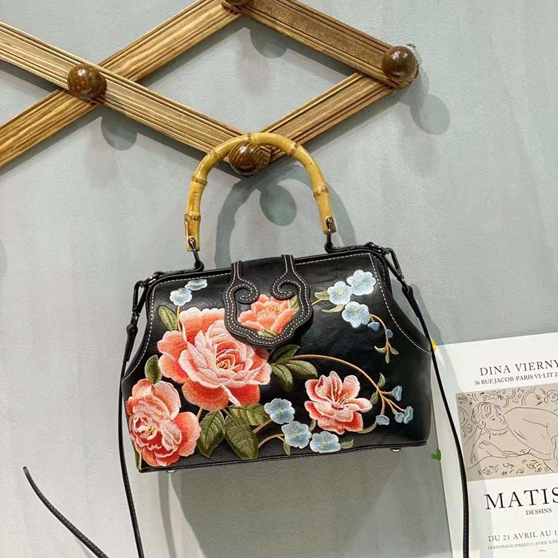 Sac à main carré moyen brodé Hanfu Cheongsam en coton et lin, style Tang