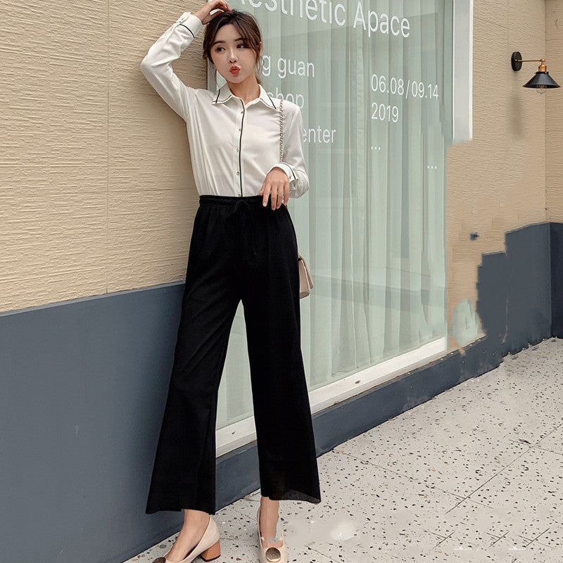 Women's Plus Size Wide-Leg Summer Pants Loose High Waist Cotton