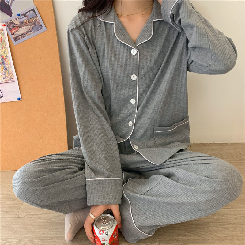 Ensemble Confortable de Vêtements d'Intérieur en Soie de Lait pour Femme, Gris et Bleu, Tailles L-2XL