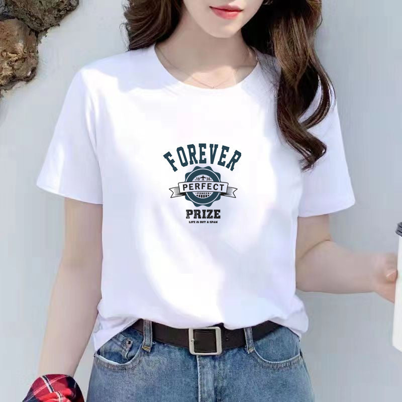 T-shirt blanc en coton à manches courtes coupe ample pour femme