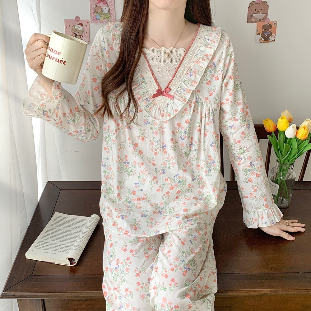 Pyjama femme printemps-automne manches longues style princesse adorable