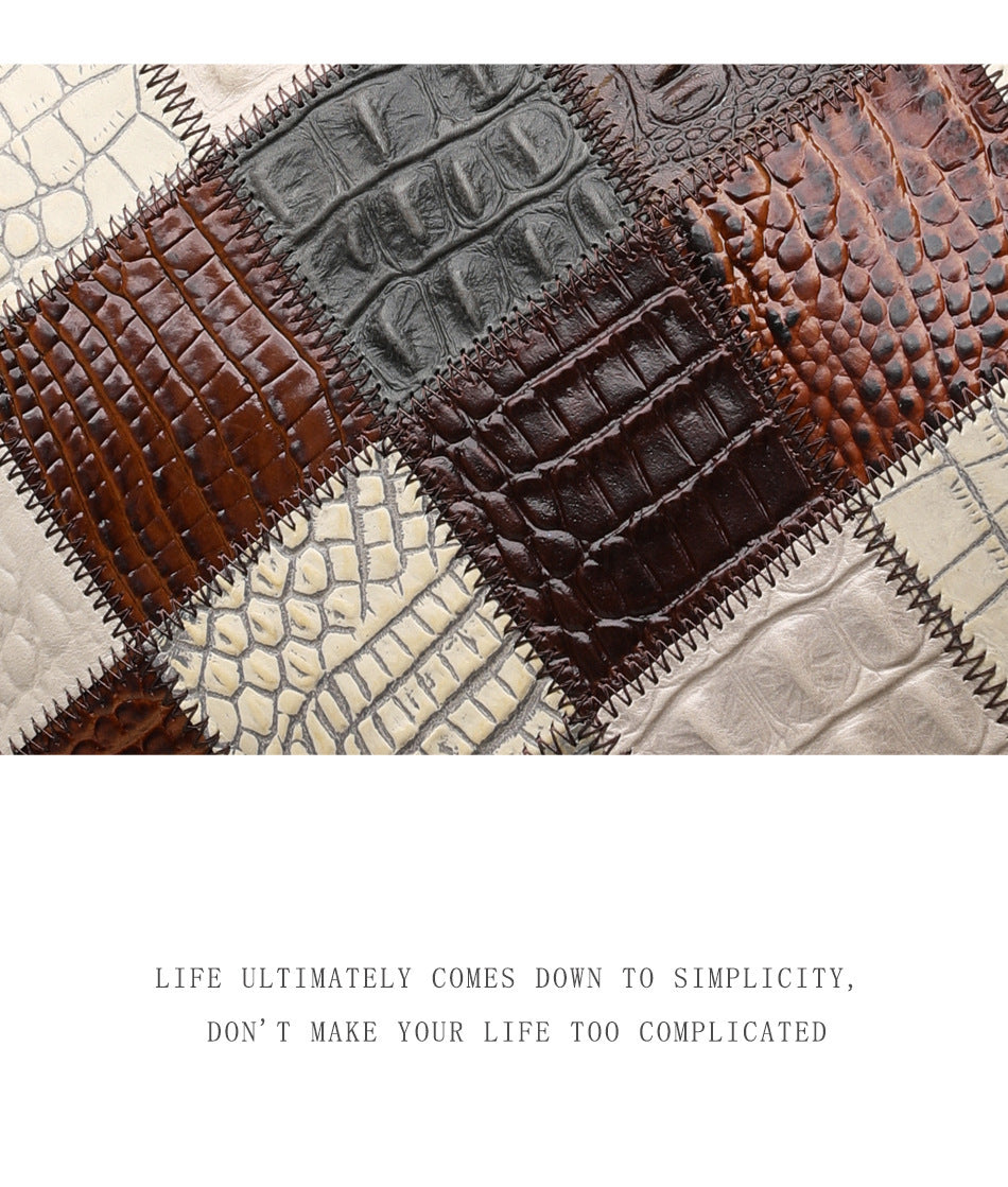 Sac à main pour femme en cuir véritable de luxe léger à carreaux de haute qualité avec contraste de couleurs
