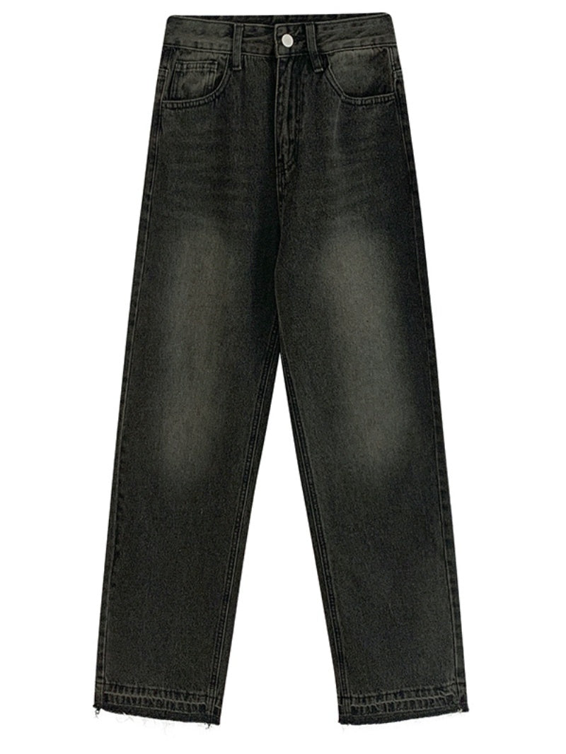 Waisted Straight Tube Retro Jeans With Loose Fitting Wide Leg High Street Mop Pants