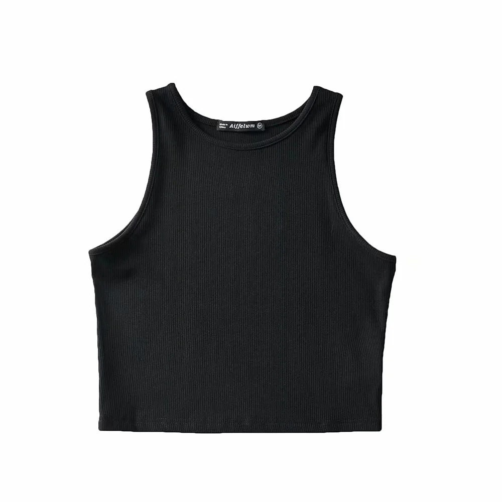Women's Solid Color Cotton Fitness Jersey Tank Top